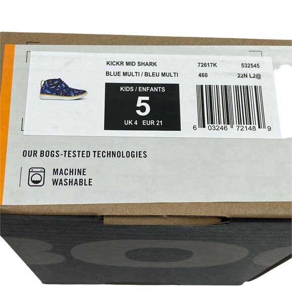 Bogs Shoes Outdoor Play Baby Kicker Mid Shark Blue Round Toe Hook Loop Size 5 - Picture 6 of 7